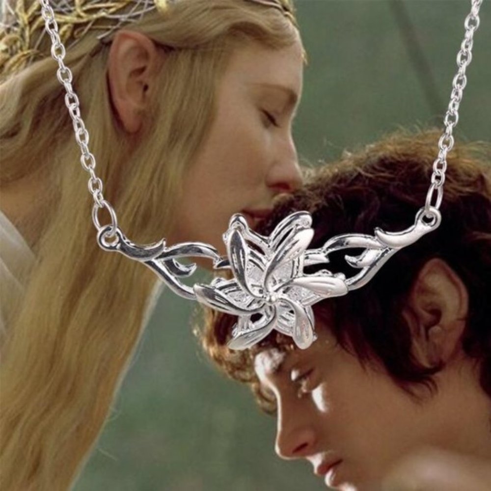 925  Silver Hobbit Lord Of The Rings Elven Queen St Silver Flower Necklace